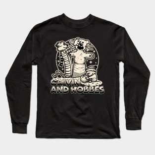 Drawing retro Vintage 80s and 90s playing winter in the snow Long Sleeve T-Shirt